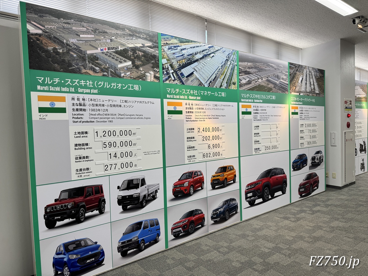 スズキのインドにある工場を紹介するパネル