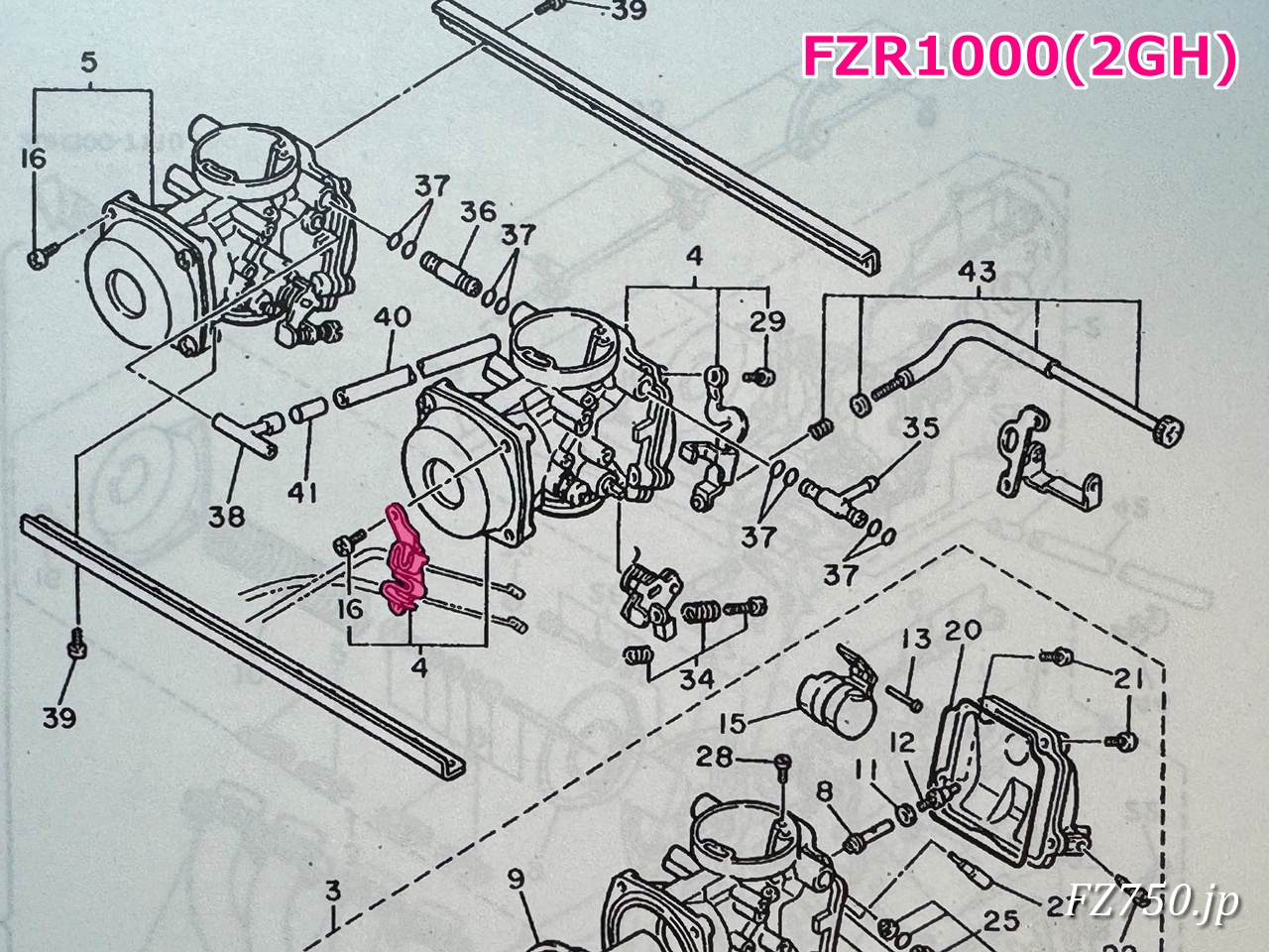 FZR1000(2GH)のワイヤー受け