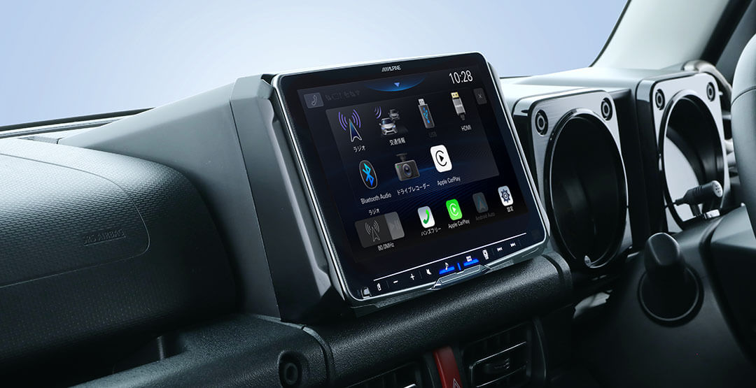 ジムニーに取付けられた ALPINE PF9DA-JI-64